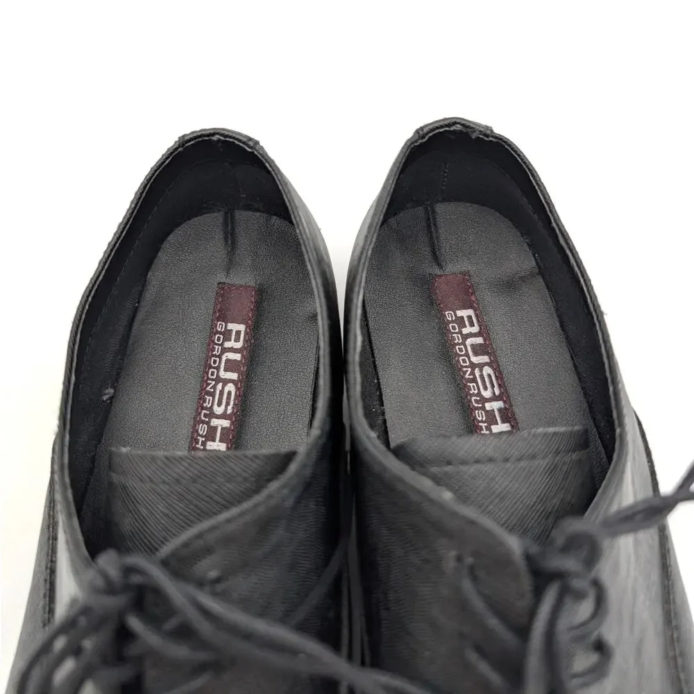Rush by Gordon Rush Milan Plain Toe Dress Shoes Men's Black Saffiano Sz US9 EU42
